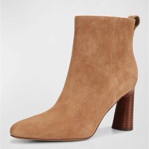 $395 NEW Vince Hillside Suede Ankle Booties 40.5 9 1/2 Camel Dark Amber Boots